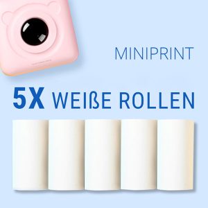 5 x ekstra hvide termopapirruller til MINIPRINT
