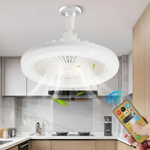 Loftventilator til fatning med LED-lys og fjernbetjening | FANGLO