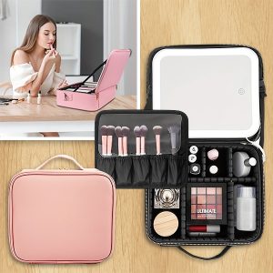 Rejse-makeuptaske med LED-spejl | GLAMANIA