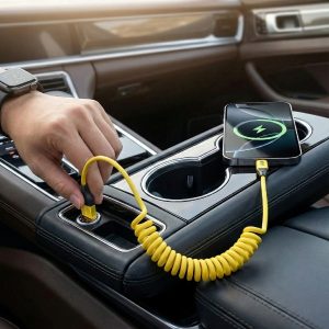 4-i-1 udtrækkeligt opladningskabel - 65W, USB-C + Lightning | SPRINTCHARG